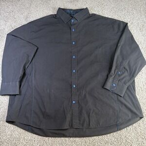 Cultura International Mens Black Button Down Long Sleeve Blue Stitching 2XL
